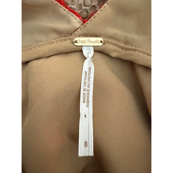 Free People Dress 8 Red Lace Sequins Holiday Party Cocktail Event Date Slip - Picture 4 of 10